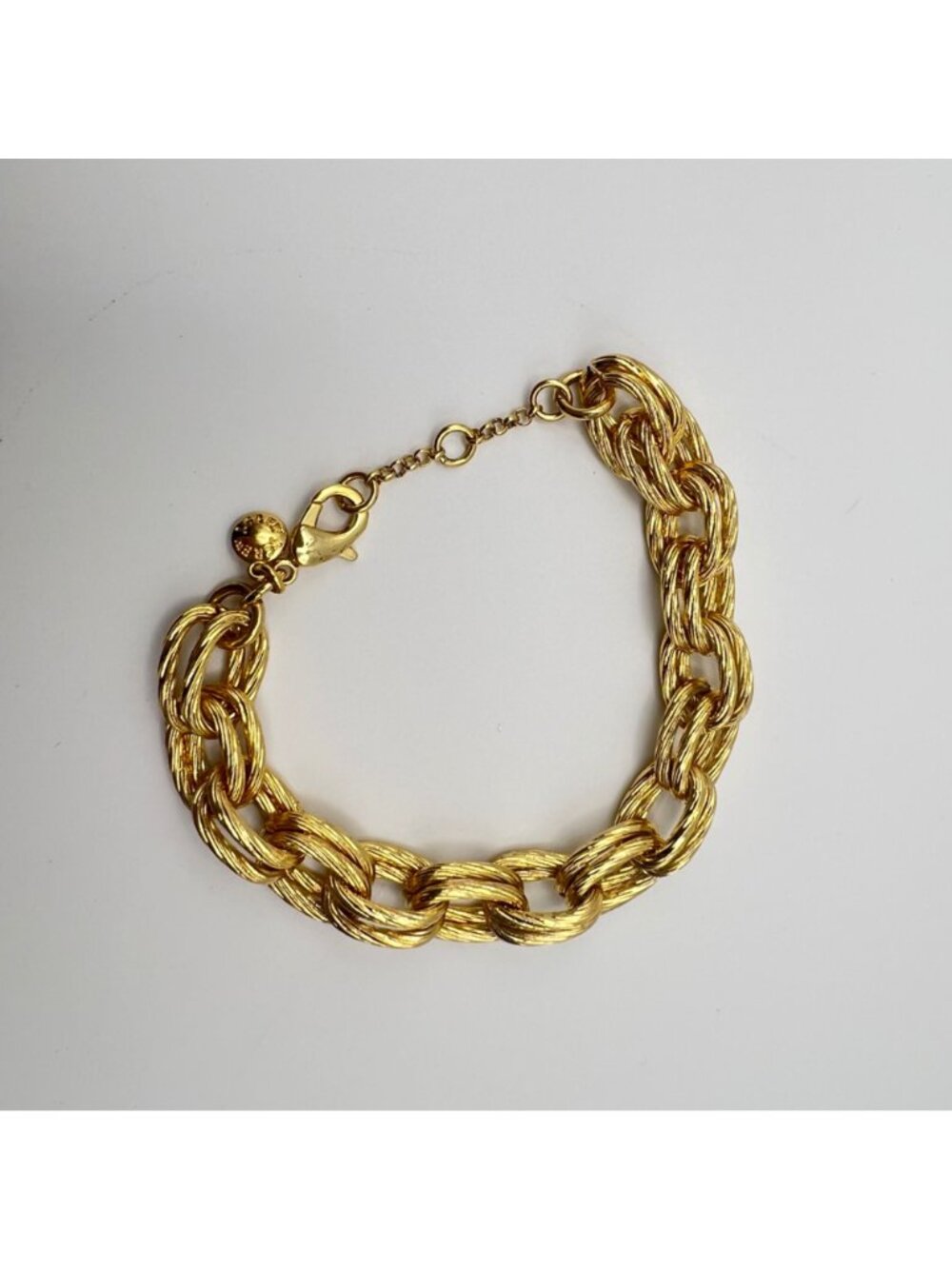 J Crew Gold-Tone Bracelet Textured Chain Double Link Adjustable Classic Stack - Picture 5 of 8
